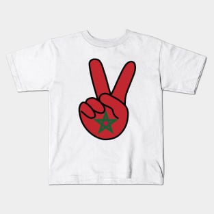 Morocco Flag V Sign Kids T-Shirt